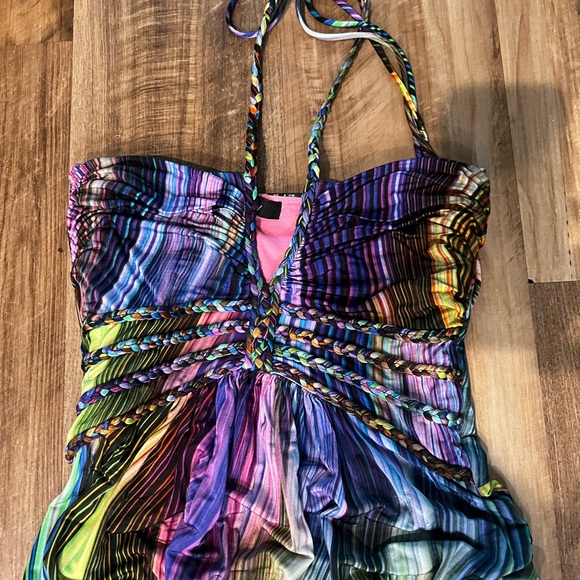 Sky Multicolor Braided Halter Style Maxi Dress - Picture 2 of 9